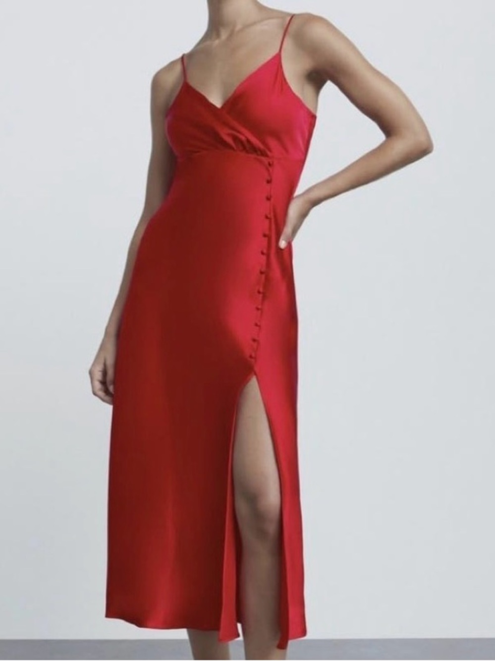 Zara Red Satin Slip Dress SZ Large